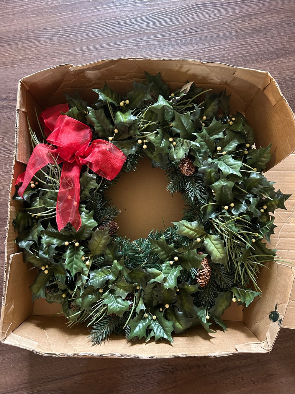 Hallmark Green Holiday Ornament Hanger Wreath with Red Bow